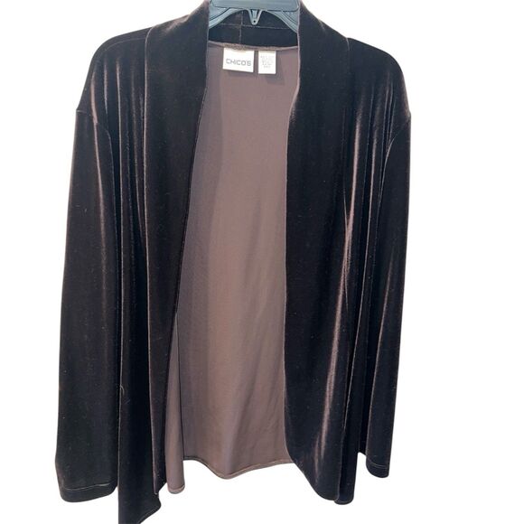 CHICOS Basic Velvet Sully Jacket Womens 3 Sz XL Brown Dark Romantic Whimsigoth - Picture 1 of 7